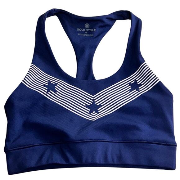 SoulCycle Stars & Stripes Sports Bra Sz Small Navy Blue Racer-Back Athletic - Picture 5 of 10